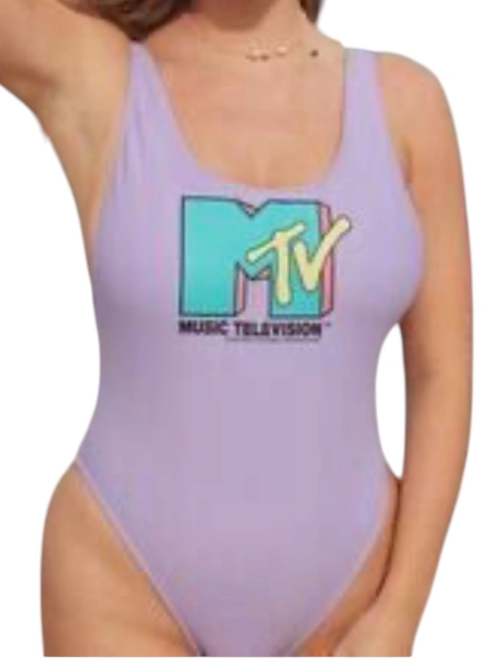Aerie MTV Birthday Scoop Cheekiest One Piece Swimsuit Retro Purple S (Q09)
